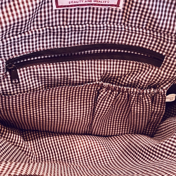 🌟HP🌟NWOT Brown & Blue Polka Dot Quilted Tote Bag by Belvah - Picture 8 of 13